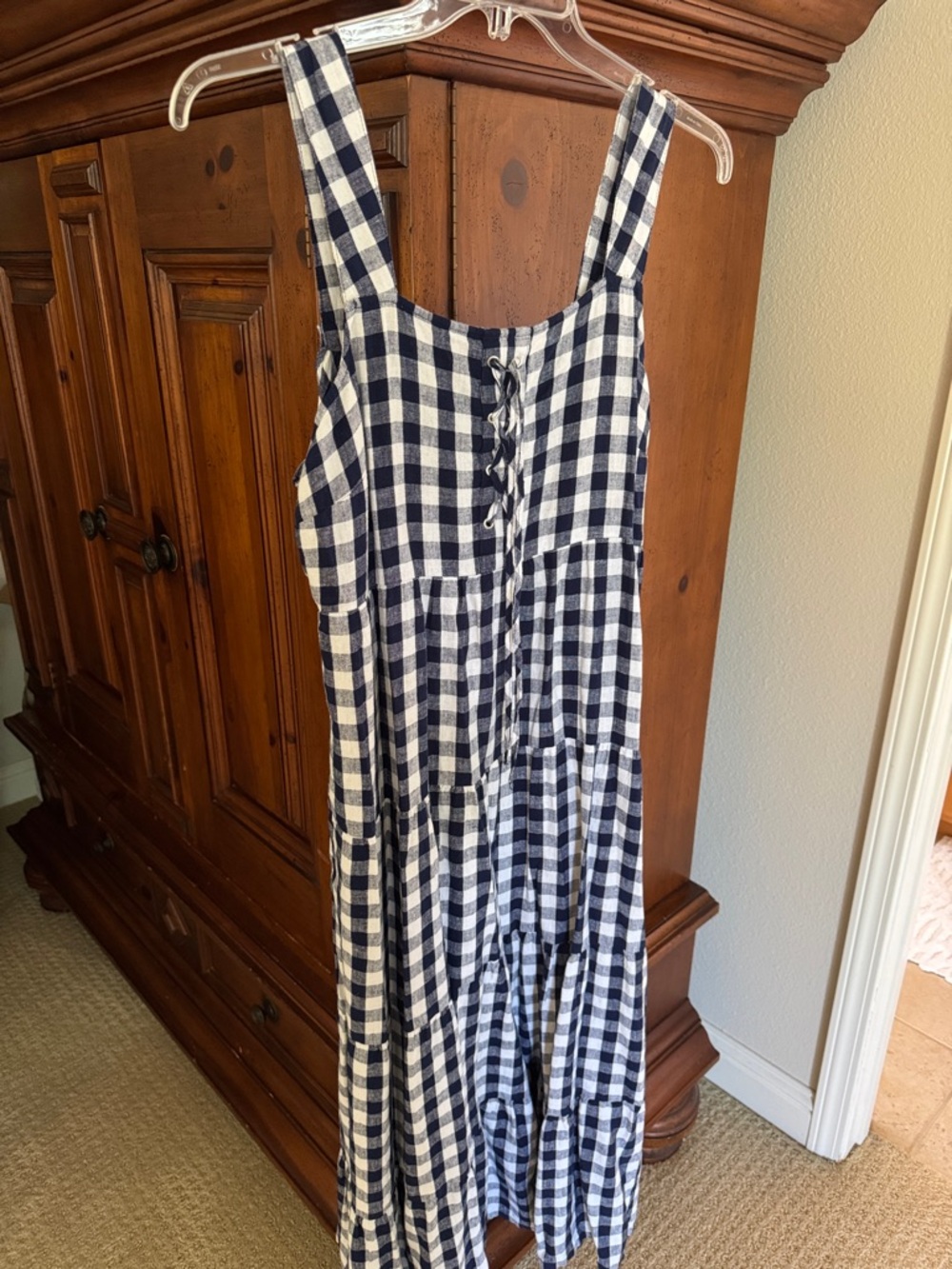 Target Navy and White Gingham Maxi Dress